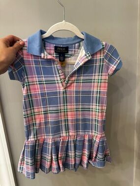 Polo by Ralph Lauren Girls' Blue & Pink Plaid Polo Dress